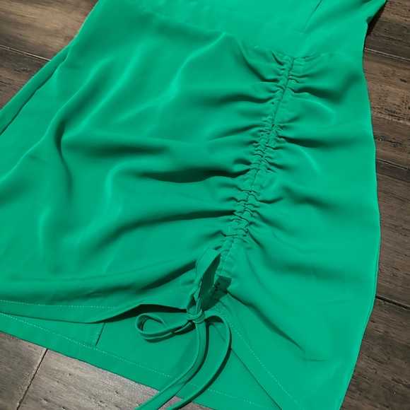 Green Ruched Mini Dress - Picture 3 of 5